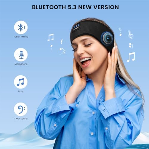 Revolutionary Wireless Sleep Headband with HD Sound: Ultimate Comfort Bluetooth Earphones for Relaxation, Fitness, and Travel – Sweat-Resistant Eye Mask for Active Lifestyles and All-Night Use
