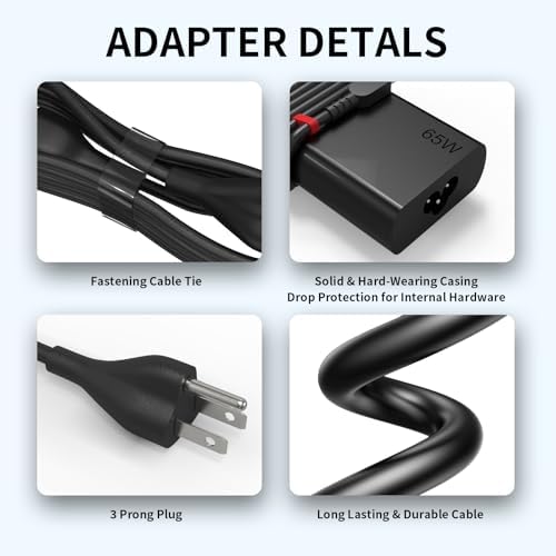 65 W USB-C Laptop Charger for Lenovo Think Pad, Yoga, and Chromebook – Universal Power Adapter with Enhanced Compatibility for Fast Charging Across Multiple Models Including X1 Carbon, T-Series, and More – Ideal Replacement for HP, Dell, Acer, and ASUS Devices – Reliable 110-240 V Input, 1-Year Warranty