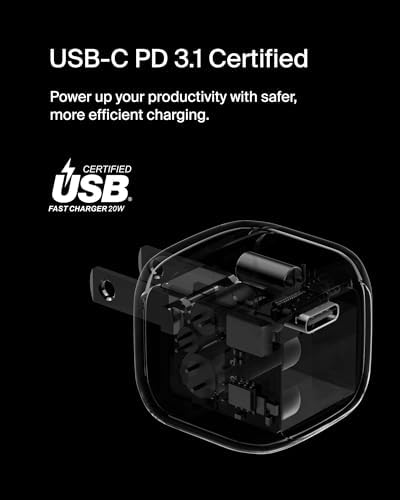 Belkin 20 W USB-C Charger Block (2-Pack) – Ultra-Fast Power Delivery for i Phone 16/15/14/13, i Pad, Air Pods & Samsung Galaxy S25 – Compact Design for Home, Office & Travel – Reliable Charging for Nintendo Switch 2 & More – Sleek White Finish