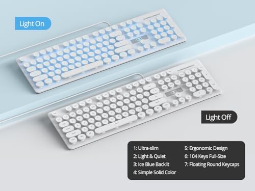 Vintage-Inspired Retro Typewriter Coffee Keyboard – Full-Size 104 Keys with LED Backlighting | Sleek & Silent Wired Membrane Design for Home & Office | Enhanced Compatibility for PC, Laptop, and Desktop Use | Elevate Your Workspace Aesthetics and Productivity