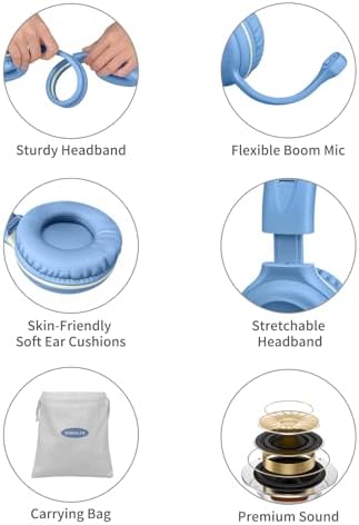 Stylish Pink Kids’ Headphones with Noise-Canceling Boom Mic – Simolio Wired On-Ear Stereo Headset for School, Gaming & Learning – Comfortable, Safe Volume Control & Durable Design for Girls, Teens & Students