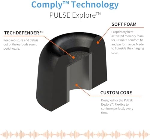 Transform Your Gaming Experience with Comply Memory Foam Earbud Tips for Pulse Explore Wireless – Unmatched Comfort & Superior Noise Isolation | Secure Fit for Extended Play | Small Size, 3 Pairs Included, Black