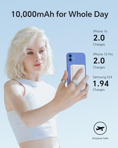 Ultra-Lightweight 10000 m Ah Magnetic Power Bank – USB-C PD 22.5 W Fast Charging Battery Pack for i Phone 16/15 Pro/Plus/Max & Samsung Devices – Compact Travel Charger with Built-in Cable & Advanced Safety Features for Hassle-Free Compatibility