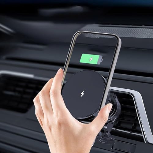 Revolutionary 2-in-1 Magnetic Car Phone Mount & Fast Wireless Charger | 15 W High-Speed Charging, Versatile Air Vent Compatibility, Universal Fit for All Smartphone Models, Safety-Enhanced Hands-Free Design (Sleek Black) – Your Ultimate Driving Companion