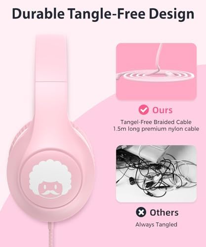 Rockpapa C24 Foldable Kids Headphones with Microphone – Lightweight Wired Audio Solution in Eye-Catching Purple & Green for School, Travel, and Play – Ideal for Young Listeners with Enhanced Compatibility and Superior Portability