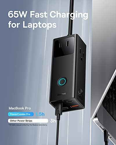 Baseus 1200 J Surge Protector Power Strip – PD 40 W USB-C Fast Charging Station with 3 AC Outlets & 3 USB Ports for Ultimate Device Compatibility in Home, Office, or Dorm Room – Safe, Efficient, and Compact Charging Solution