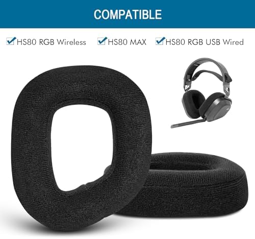 Ultimate Comfort Upgrade for Corsair HS80 RGB Gaming Headsets – Replacement Ear Pads with High-Density Noise-Canceling Foam and Breathable Mesh for Enhanced Sound Isolation and Long-Lasting Gaming Enjoyment