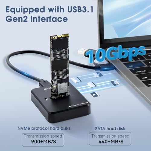 Revamp Your Data Storage with ELUTENG M.2 NVMe & SATA to USB C Docking Station – Ultra-Fast 10 Gbps Dual Protocol Adapter for M Key & B+M Key SSDs (Supports 2280, 2260, 2242, 2230) – Includes 2 in 1 Cable for Enhanced Connectivity and Portability – Perfect for Professionals and Tech Enthusiasts Seeking Seamless File Transfers and Reliable Storage Solutions
