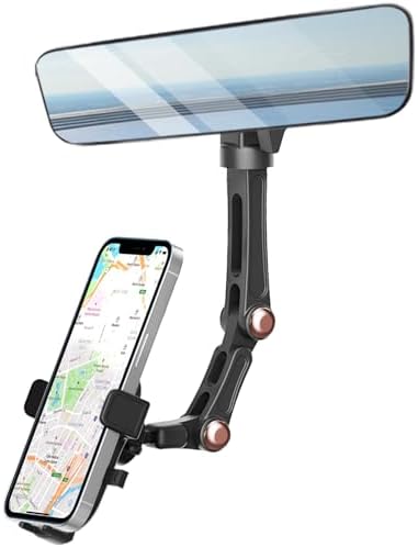 Karmus Universal Rearview Mirror Phone Holder – Rotatable and Retractable Car Mount for All Smartphones – Essential Vehicle Accessory for Safe Hands-Free Navigation and Communication – Durable Design for Long-Lasting Use – Easy Installation for Optimal Viewing Angles