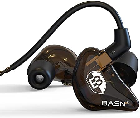 BASN Bsinger PRO Dynamic Driver In-Ear Monitor Headphones for Musicians – Premium Noise Isolating Earbuds with Dual Detachable MMCX Cables (Sleek Black Finish) for Ultimate Sound Clarity and Comfort