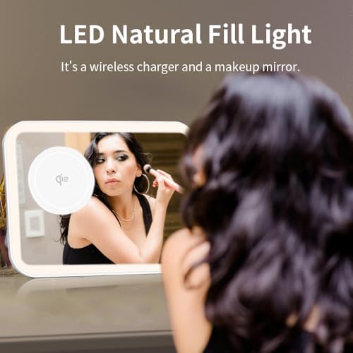 Revolutionary 5-in-1 Magnetic Charging Hub for i Phone 12/13/14/15 Series, Apple Watch 2-9, and Air Pods Pro – Multifunctional Stand with Integrated Cosmetic Mirror and Soft Night Light – Perfect Gift for Tech-Savvy Women Seeking Style and Efficiency