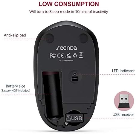 Light Blue Wireless Mouse – Ultra-Quiet 2.4 GHz Noiseless Computer Mouse with USB Receiver for Seamless Windows Experience – Portable, Ergonomic Design for Home, Office, or Travel