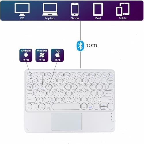 Ultra-Slim Pink Bluetooth Keyboard with Touchpad – Multi-Device Compatible Rechargeable Wireless Keyboard for i Pad, i Phone, Android, PC & Mac – Effortless Typing & Intuitive Navigation for On-the-Go Professionals and Students