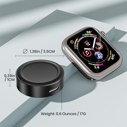 Ruxely Ultra-Portable Magnetic Wireless Fast Charger for Apple Watch – High-Efficiency USB-C Charging Adapter Compatible with i Watch Series 10, 9, 8, 7, 6, Ultra 2 & SE – Compact Design for Effortless Mobility and Quick Power Solutions