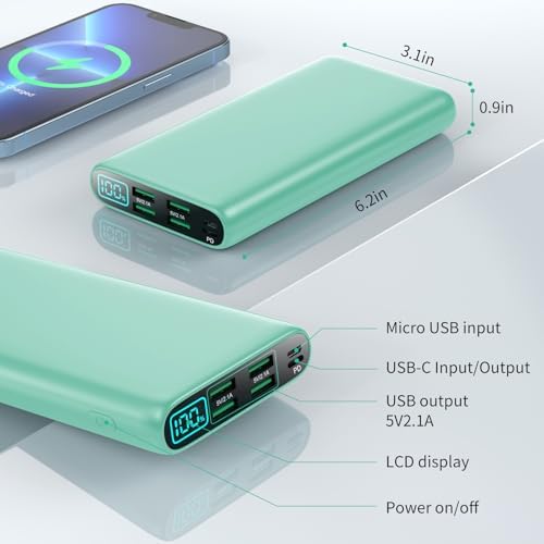High-Capacity 38800 m Ah Portable Power Bank with LCD Display – Multi-Device Charger Featuring 5 USB Outputs and USB-C Connectivity for Fast Charging – Ideal for i Phone 16/15/14/13 Pro, Samsung Galaxy, Pixel, and Nexus – Ultimate On-the-Go Charging Solution in Blue