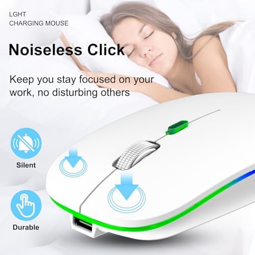 Ergonomic Wireless Mouse for Mac & PC – Rechargeable Dual Mode Bluetooth 5.2/3.0 & 2.4 GHz USB-C Receiver – Lightweight, Silent Design for Ultimate Comfort and Portability – Ideal for Multitasking Professionals and Casual Users