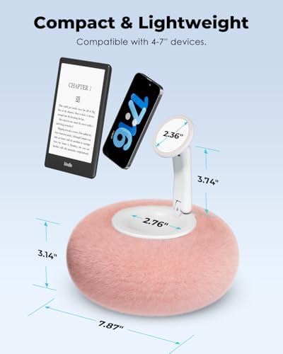 Viozon Phone Holder for Bed, Magnetic Pillow Stand, Compatible with 4-7″ Phone/Kindle with Small Storage, Removable Suction Base for Stability, Idea for Kindle Reading and Video Watching On Bed,Grey – Enhanced Compatibility and Speed