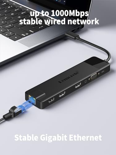 Lemorele 10-in-1 USB C Hub Adapter for Mac Book Pro & Air – Ultimate Multiport Solution with 4 K HDMI, Gigabit Ethernet, 100 W Power Delivery & Fast USB 3.0 Transfer – Perfect for Windows, i Pad & More – Unmatched Connectivity & Speed for Professionals
