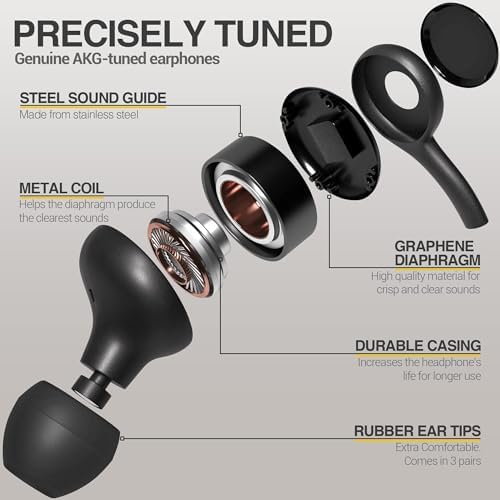 SAMSUNG AKG USB Type C Wired Earbuds – Premium Noise-Isolating In-Ear Headphones with Deep Bass and Integrated Mic for Crystal Clear Calls & Music – Perfect for Professionals and Audiophiles – Includes Elegant Velvet Pouch for Convenient Storage – Sleek Black Design