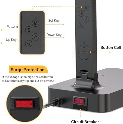 Versatile Power Strip Lamp with USB Charging: 2 AC Outlets, 1 USB-A & 1 Type-C Port, Adjustable Brightness Desk Lamp for Home Office & Dorm Room, 5 ft Extension Cord with Surge Protection for Ultimate Device Safety