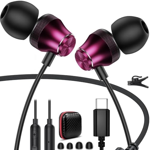 Premium USB C Earbuds with Superior Noise Cancellation and In-Line Control – High-Fidelity Type C Headphones for i Phone 16, Samsung Z Flip 7 & Google Pixel 9 – Exceptional Sound Quality for Audiophiles and Professionals – Versatile Compatibility for All USB-C Devices