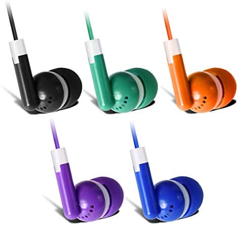 Vibrant 30-Pack Kids Earbuds – Wired In-Ear Headphones in 5 Fun Colors (Black, Blue, Orange, Green, Purple) – Ideal for i Pads, Macs, PCs & Fitness Gear – Perfect for Classrooms & Group Activities with Enhanced Compatibility and Sound Quality