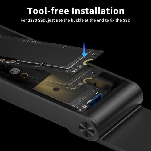 FIDECO M.2 NVMe SSD Enclosure – USB 3.2 Gen 2 PCIe Adapter with Tool-Free Installation, Optimal Thermal Management, and UASP/Trim Support for Lightning-Fast Data Transfers and Broad M.2 Compatibility – Ideal for Gamers and Content Creators