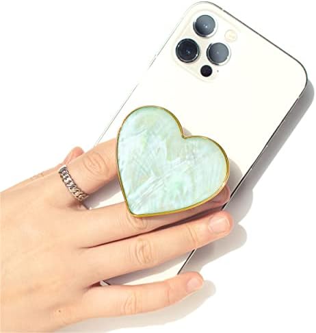 Chic Natural Seashell Heart-Shaped Phone Grip and Stand – Elegant Crème Mobile Accessory for Smartphones and Tablets – Ideal Collapsible Holder for Trendsetters Seeking Style and Functionality – Durable, Portable Design for Effortless Hands-Free Viewing
