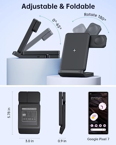 Revolutionary 3-in-1 Foldable Wireless Charger for Google Pixel Devices – Fast Charging Stand for Pixel Watch 3/2, Pixel 9 Pro/XL/9 a/8 Pro/8 a/7 Pro/7 a/6 Pro & Pixel Buds Pro 2 – Compact, Portable Design with Adapter Included – Sleek White Finish for Home or Travel – Ultimate Solution for Efficient Multi-Device Charging