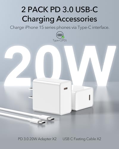 Meifigno Dual Pack Mag Safe-Compatible Fast Wireless Charger Stand with 20 W USB-C Block & 2 USB-C Cables – Premium Charging Solution for i Phone 16 Pro Max, 15, 14, 13, 12 & Air Pods 4/3/Pro – Sleek Design for Efficient Device Powering and Enhanced Compatibility