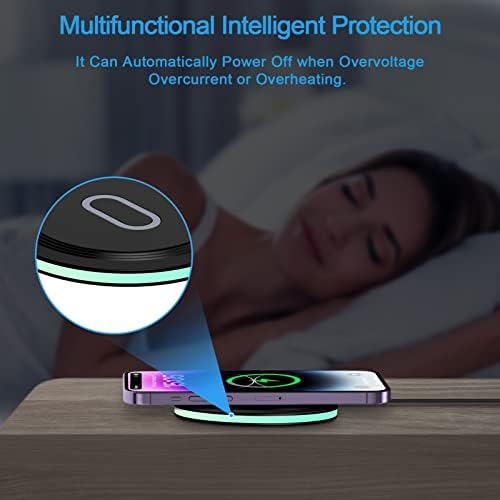 15 W Fast Wireless Charging Pad – Universal Qi-Compatible Charger for i Phone 15 Pro Max, Google Pixel Series, and Samsung Galaxy Devices – Sleek and Portable Design with Safety Protection Features for Effortless Charging on the Go
