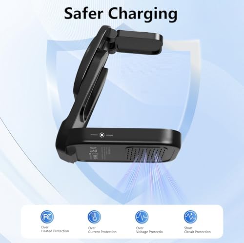 Mag Safe-Compatible 3-in-1 Wireless Charging Station – 15 W Foldable Magnetic Charger for i Phone 16/15/14/13/12, Apple Watch, and Air Pods – Portable Multi-Angle Design for Home, Office, and Travel with Fast Charging & Safety Features – Ideal Gift for Tech Enthusiasts