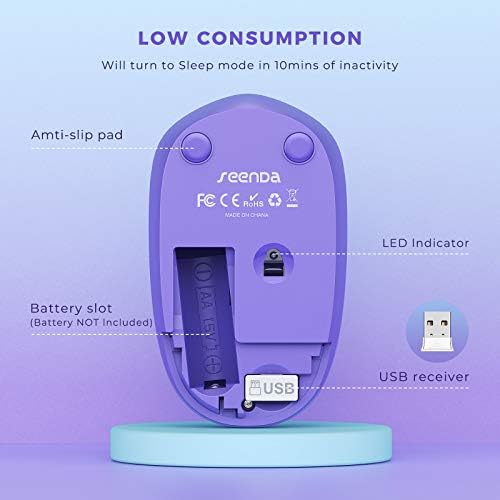 Light Blue Wireless Mouse – Ultra-Quiet 2.4 GHz Noiseless Computer Mouse with USB Receiver for Seamless Windows Experience – Portable, Ergonomic Design for Home, Office, or Travel