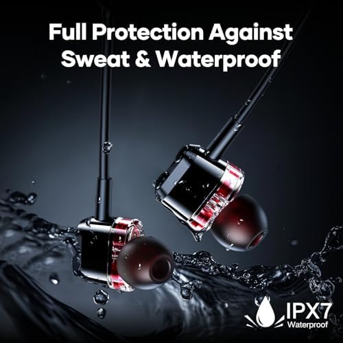 Linklike IPX7 Waterproof Bluetooth Neckband Headphones – 100-Hour Playtime Wireless Earbuds with Superior HD Sound Quality and 4 Dynamic Drivers – Ideal for Active Lifestyles, Running, Gym, and Outdoor Use – Seamless Device Compatibility and Secure Comfort Fit
