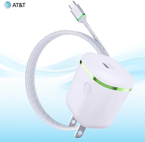 AT&T 40 W USB-C Fast Charging Wall Adapter – Ultimate Travel Companion with Foldable Prongs for i Phone, i Pad, Samsung Galaxy, Google Pixel & More – Universal Compatibility for Rapid Power Delivery Anytime, Anywhere