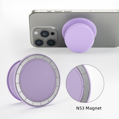 Magnetic Mag Safe Phone Grip Holder – Ergonomic Collapsible Stand for i Phone 12-16 Series, Transparent White Finish for Enhanced Style and Functionality, Secure Grip for Texting and Hands-Free Viewing, Lightweight and Portable Mobile Accessory