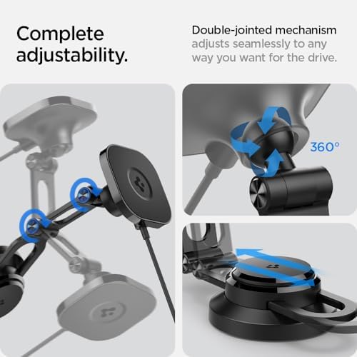 Spigen One Tap Pro 3 Wireless Car Charger for Tesla – Ultimate Mag Safe Compatibility with Fast Charging for i Phone – Sleek Screen Mount for Safe Navigation and Effortless Power on the Road