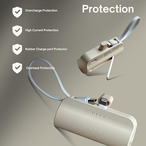 Ultra-Compact 5000 m Ah Fast Charging Power Bank with Dual Ports – Essential Mini Charger for i Phone and Type-C Devices with Built-In Kickstand – Travel-Friendly Power Solution for Samsung, Google, and Android Smartphones – Engineered for Optimal Performance and Portability