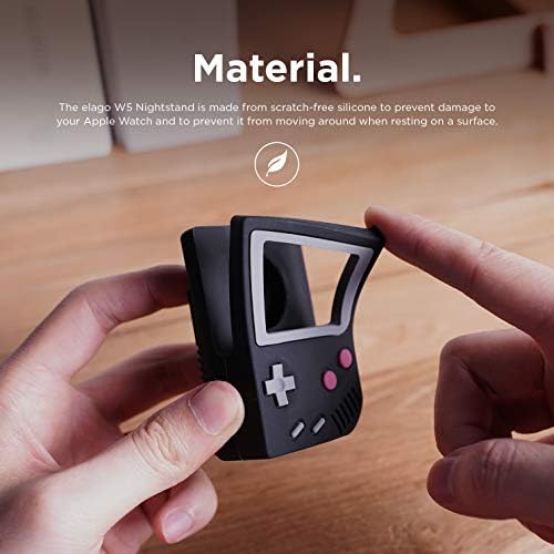 elago W5 Apple Watch Charging Stand – Premium Vintage Dock for i Watch Series 1-10 (38 mm to 46 mm) – Enhanced Stability and Seamless Notification Access for Smartwatch Users – Sleek Minimalist Design for Home and Office