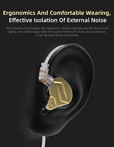Elevate Your Audio Experience with KZ ZSN Pro X Wired Earbuds – Premium Hybrid IEMs Featuring 1 BA & 1 DD for Rich Bass and Crystal Clear Sound, Ergonomic Comfort for All-Day Wear, Detachable Cable for Personalization, Perfect for Musicians and Audiophiles, Stylish Gold Finish Enhancing Device Compatibility