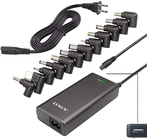 Universal 90 W Slim Laptop Charger with USB Port – Versatile AC Adapter for Dell, Lenovo, Toshiba, Acer, Asus, and More – Quick Charge Power Supply for Laptops, Tablets & Mobile Devices – Safe & Portable Design with 12 Tips and 1-Year Warranty