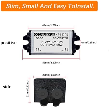 Heavy Duty Waterproof 24 V to 12 V DC Power Converter – 5 A 60 W Versatile Adapter for Vehicles, Marine, and Solar Applications by EKYLIN Power Accessories – Reliable, Durable, and Efficient Power Solution for Every Outdoor Adventure