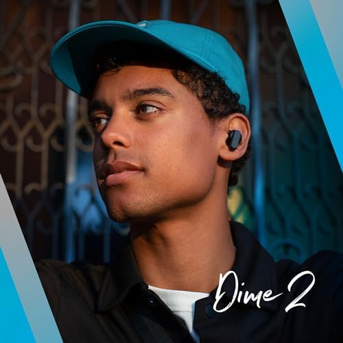 Skullcandy Dime 2 Bluetooth Wireless Earbuds – Noise-Isolating Audio with 12-Hour Battery Life, Integrated Microphone for Hands-Free Calls, Lightweight Design with Lanyard for Ultimate Portability – Compatible with i Phone & Android, True Black Finish for Stylish Comfort