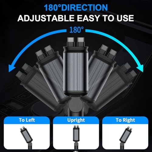 Versatile Retractable Car Charger – 4 in 1 Fast Charging Solution with Dual Type C Cables and 2 USB Ports for i Phone 15/14/13/12/11 Pro Max, Galaxy, Google Pixel – Tangle-Free Convenience & Enhanced Speed for Modern Drivers
