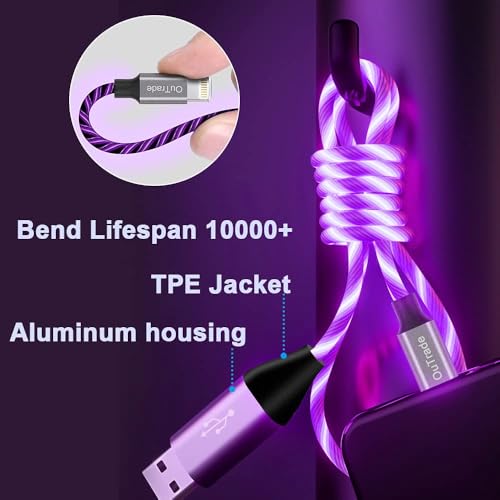 Vibrant LED i Phone Charger Cable | MFi Certified Lightning Cable for Fast, Reliable Charging | 6 ft Multicolored Glow Cable Compatible with i Phone 12, 11 Pro Max, XR, X, SE, 8 Plus, i Pad, i Pod | Stylish Power Solution for On-the-Go Charging