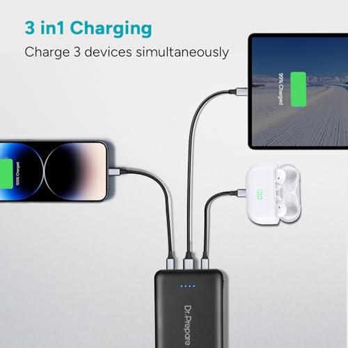 DR.PREPARE Ultra-Compact 10,000 m Ah Heated Vest Battery Pack – Dual USB & Type-C Fast Charging Power Bank for Jackets, Eye Masks, Smartphones, and Tablets – Stay Warm & Connected Anywhere!