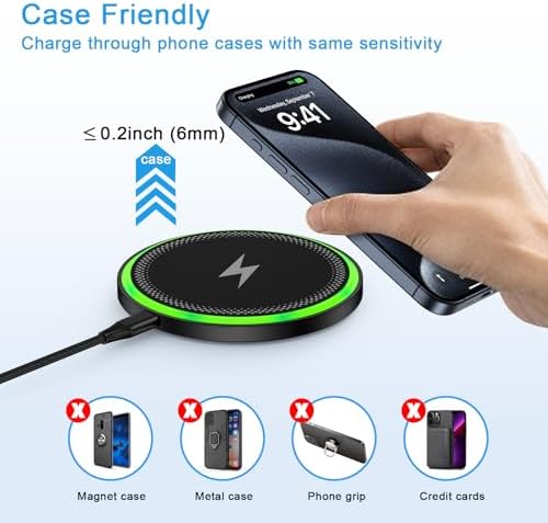 Dual Pack Samsung S25 Ultra Fast Wireless Charging Pads – 15 W Android Charger for Galaxy S25/S24/S23/S22/S21/S20 & Google Pixel 9 Series – Sleek Design with Safety Features for Rapid Power – Ideal for Home & Office Use