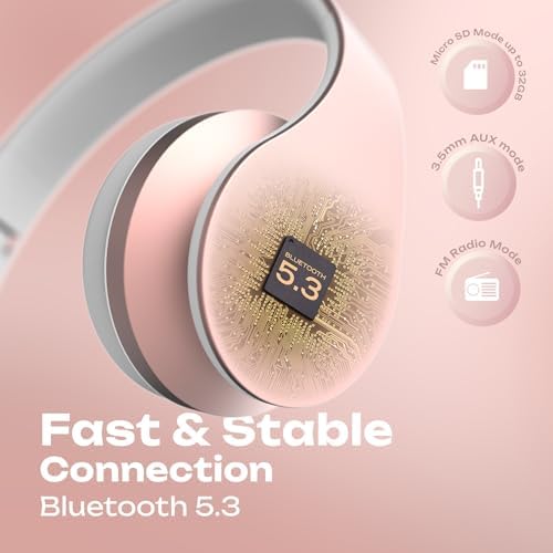Experience the Ultimate in Comfort and Sound with Power Locus Stylish Purple & White Wireless Over-Ear Headphones – Hi-Fi Stereo Quality, Foldable Design for Travel, 12-Hour Battery Life, and Built-In Microphone for Hands-Free Calls – Perfectly Compatible with i Phone, Samsung, and LG Devices
