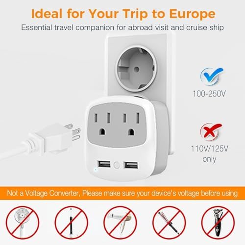 Ultimate TESSAN Type G UK Travel Plug Adapter with Dual USB Fast Charger Ports – Compact US to UK Power Converter for Effortless Global Connectivity in Scotland, London, Ireland, Kenya, Dubai & Qatar