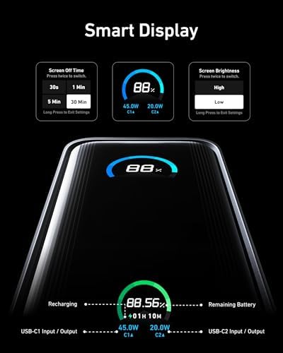 Anker Prime 9,600 m Ah Power Bank – Ultimate Fast Charging Solution with 65 W Output & Built-in AC Plug for Seamless Device Compatibility – Ideal for Mac Book Pro, i Phone 15, Galaxy & i Pad – Compact, Reliable, and Efficient Power Delivery with PD 3.0 and PPS Technology for Maximum Performance on the Go